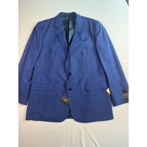 Baroni Couture Suit Mens 46L 40L Vitale Barberis Canonico Blue Plaid 2 Button